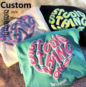 Ventas al por mayor logotipo personalizado 12 colores 240g 100% algodón ajuste suelto liso camiseta hombres camisetas mujeres camisetas - Product Image 1