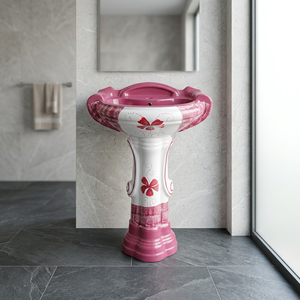 Vasque de salle de bain en granit à surface solide avec piédestal intégral, moderne et autoportante – Offre Spéciale - Product Image 2