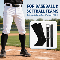 Ensemble ceinture et chaussettes de baseball personnalisables, ceinture d'uniforme d'équipe réglable, chaussettes de baseball hautes jusqu'au genou, OEM ODM Marque privée
