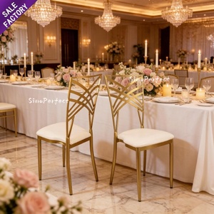 Gold Metal Cross Back Wedding <b>Chair</b> White Stainless Steel Event Banquet <b>Chair</b> For Hotel Restaurant Party Reception Furniture - Product Image 1