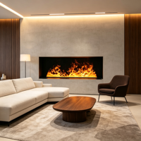 Cheminée électrique décorative 3D LED à effet de flamme, sans chauffage, 100 cm, écologique, avec brume linéaire intégrée en métal, thermostat réglable
