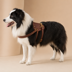 Harnais pour <span class=keywords><strong>chien</strong></span> en cuir véritable rétractable, nouvelle conception, épaissi, anti-traction, avec laisse pour grands chiens, pour la promenade et l'entraînement - Product Image 6