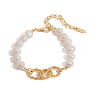 Pulsera de Perlas de Imitación con Cadena Dorada, Joyería para Mujer, Regalo, Origen Yiwu - Product Image 1