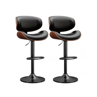 Tabourets de bar pivotants réglables contemporains de haute qualité en cuir PU blanc avec accents en bois Base en fer pour comptoir de cuisine à manger