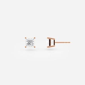 14k Gold Lab Grown Diamond Stud Earrings_ Princess Cut, F+ VS-VVS - Product Image 1