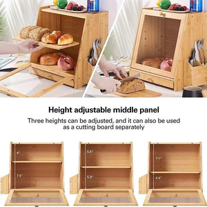 Caja de Pan de Bambú Natural de Doble Capa, Gran Capacidad, Apta para Alimentos, Ecológica, para Encimera de Cocina, Almacenamiento de Pan Casero - Product Image 2