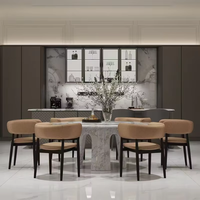 Table de restaurant en marbre travertin naturel, la plus populaire de Modernluxury, pour 6 personnes, salle à manger, table de salle à manger en marbre poli