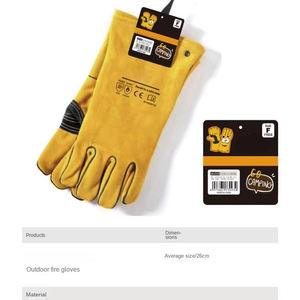 Gants de sécurité de Camping en plein air de qualité supérieure en cuir de vachette ignifuge isolation thermique haute température résistant à l'usure feu de joie gants de Camping - Product Image 4