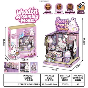 Panda Bamboo Mart Tienda de Dulces de Conejos, Maqueta de Madera para Armar, Rompecabezas Educativo DIY, Juguete de Construcción, Adorno de Escritorio, Regalo - Product Image 3