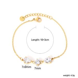 Bracelet tendance en acier inoxydable plaqué or 18 carats pour femmes, bracelet à breloques en zircon avec chaîne à maillons, bijoux de mode - Product Image 2