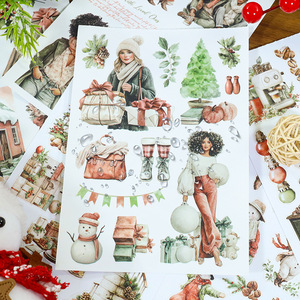 20 feuilles d'autocollants de Noël découpés au laser par paquet, adaptés à l'écriture, à la décoration de cahiers, aux collages et aux livres d'autocollants. - Product Image 4