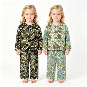 Tenues de Fêtes Personnalisées pour Bébés Filles à Bordure Festonnée Camouflage, en Tissu Doux Spandex/Coton Biologique Soie de Lait, Manches Longues, Vêtements OEM - Product Image 1