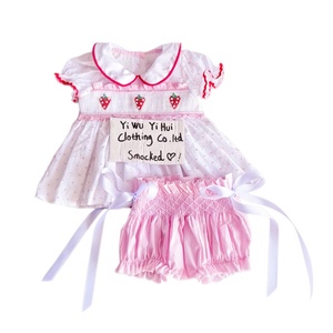 Vestito Estivo in Cotone per Bambine 1-6 Anni, Stile Principessa, Rosa a Righe con Ricamo Fragola, Colletto Peter Pan e Volant - Product Image 2