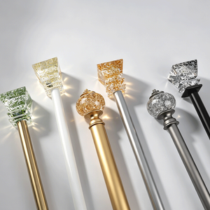 <span class=keywords><strong>Tringle</strong></span> à rideau décorative en gros avec embouts en verre artisanaux, diverses finitions, quincaillerie de fenêtre pour projets commerciaux - Product Image 1