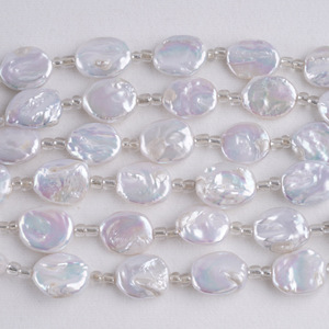 Perlas de Agua Dulce Blancas Barrocas de 18 cm, 15-16 mm, Botón Elíptico, Perlas Naturales Sueltas para Hacer Joyas y Pulseras - Product Image 5