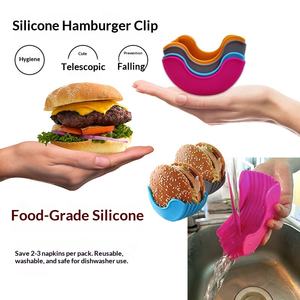 Wholesale Retractable Hamburger Holders Fixed <b>Box</b> Sandwich <b>Burger</b> Clip Rack Washable Silicone French Fry Sauce - Product Image 3