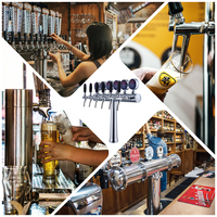 Distributeur de boissons à colonne en or en forme de T à 6 robinets en acier inoxydable pour bar