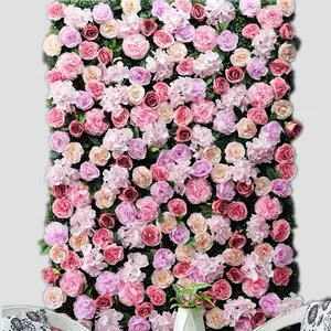 थोक फूल दीवार बिक्री-D3059 गर्म बिक्री बड़ा कृत्रिम ब्लश फूल दीवार के लिए शादी मंच सजावट