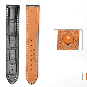 <span class=keywords><strong>Bracelet</strong></span> de montre en <span class=keywords><strong>cuir</strong></span> véritable à motif crocodile rétro de luxe avec <span class=keywords><strong>boucle</strong></span> déployante papillon 19mm 20mm 21mm Bracelets souples - Product Image 4