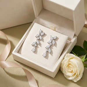 Newest Product Handcrafted 18K Solid White Gold Dangle <b>Earrings</b> Pear Marquise & Round Brilliant Cut Stones Luxury <b>Fine</b> <b>Earring</b> - Product Image 5