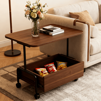 Table basse moderne minimaliste en bois à double plateau, idéale pour chambre et salon, table d'appoint en fer métallique amovible