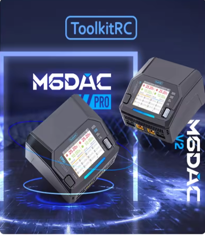 ToolkitRC M6DAC PRO V2 Dual Channel Smart Lipo Battery Charger Discharger 200W AC 800W DC 16A 1-6S LiHV LiPo Charger Adapter