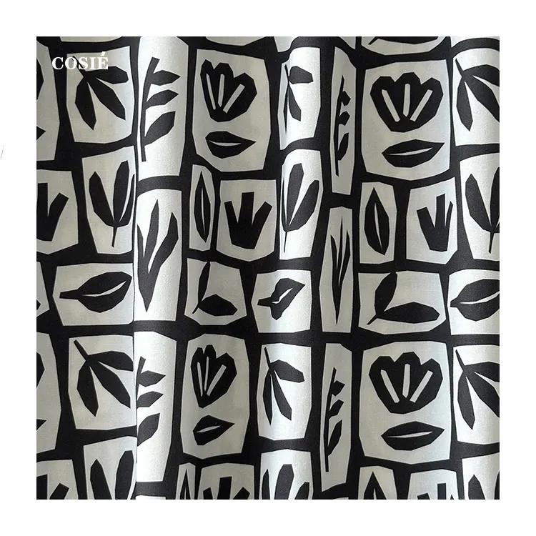 DIYカスタマイズ綿100% リバティポプリンベビー服縫製手作りオーガニックプリント幾何学的な黒い花の生地