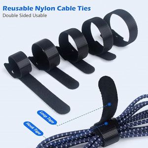 Bridas para Cables de Poliéster Negras Más Vendidas, Ajustables, Reutilizables, Autoadhesivas, para Organización en el Hogar, Oficina y Escritorio, Resistentes al Calor - Product Image 3