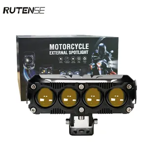 RUTENSE 오토바이 헤드라이트 LED 방수 안개등 스포트라이트 울트라 브라이트 듀얼 컬러 깜박이는 오토바이 조명 시스템