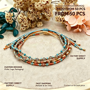 Bracelet Bohème <span class=keywords><strong>Femme</strong></span> 2026, Bracelet Perles Multicolores en Pierres Semi-Précieuses, Bijou Perlé Fait Main Réglable, Anniversaire - Product Image 1