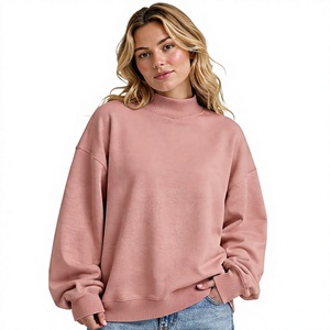 Sweat-shirt personnalisé à col montant coupe régulière et oversize pour femme, idéal pour l'hiver et le streetwear, en polyester/coton écologique - Product Image 1