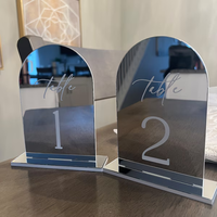Numéros de table personnalisés en acrylique argenté en forme d'arche pour mariage, faveur de fête, fiançailles, décoration de célébration