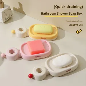 <span class=keywords><strong>Porte</strong></span>-<span class=keywords><strong>savon</strong></span> de salle de bain multifonctionnel en plastique avec clip pour robinet de douche et crochet de drainage pour un rangement pratique - Product Image 2
