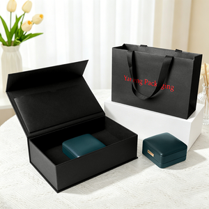 Caja de Joyería de Piel Sintética PU de Lujo Personalizada por el Fabricante, Caja Magnética con Bolsa de Papel Portátil para Regalo - Product Image 5