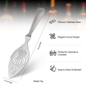 Cuillère à Absinthe en Acier Inoxydable 304 Écologique – <span class=keywords><strong>Ustensile</strong></span> de Bar à Cocktails, Cuillère à Liqueur Amère, Filtre à Boissons pour Verre – Design Unique pour Bar - Product Image 2