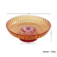 En gros, Plat de service en verre ambré à pied festonné, type compotier, pour fruits et desserts, centre de table, OEM ODM