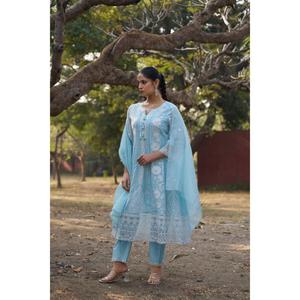 Vente flash : Ensemble Anarkali brodé pour femme avec pantalon droit et dupatta doux, idéal pour les occasions festives et décontractées - Product Image 1