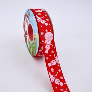 Festive Pine Branch Printed <b>Ribbon</b> Custom Logo For Xmas Wedding And Party Use - Product Image 3