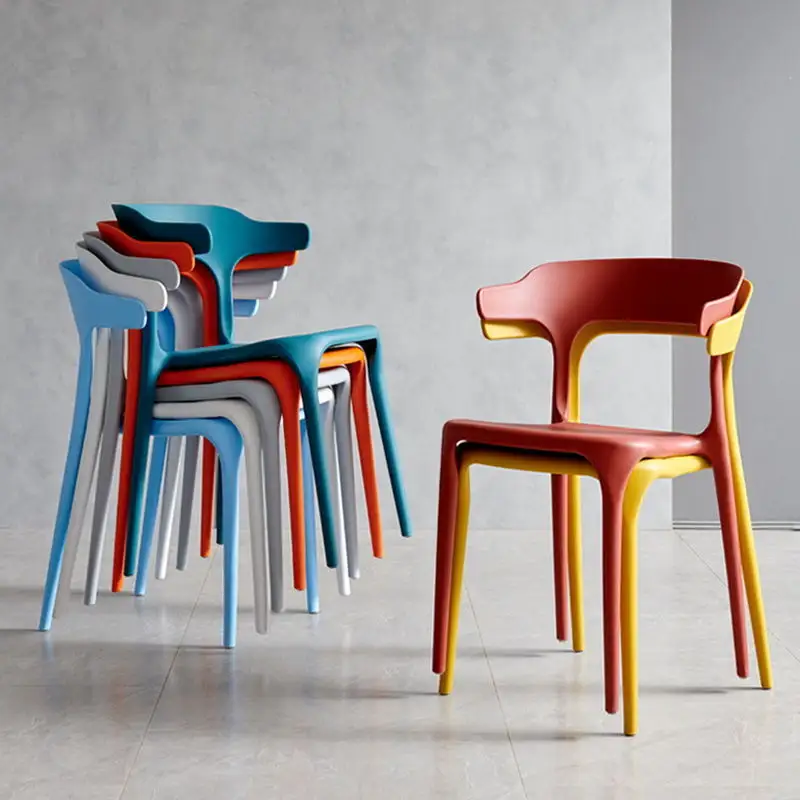 Cadeira de plástico empilhável, sillas coloridas de design moderno para restaurante, cozinha, café sillas