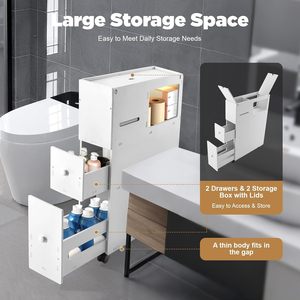OY-PVC <b>Narrow</b> Toilet Cabinet 3 Floors Freestanding Bathroom <b>Storage</b> Shelf With Drawer For Bathroom Organization - Product Image 3
