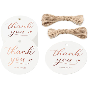 Regalo personalizzato grazie molte etichette rotonde in oro rosa grazie etichette regalo con spago per il matrimonio della festa - Product Image 1