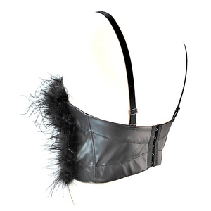 Gilet de luxe en cuir d'autruche, gainant, ajustable, en cuir PU avec coutures, dos nu - Product Image 3