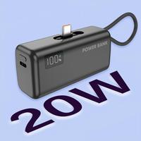 Nouvelle mini batterie Li-Polymère 5000 mAh 2026, Power Bank Capsule 20W Type-C PD avec affichage LED, chargeur portable pour téléphone