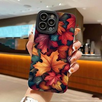 Belle feuille d'érable impression pupille oeil Pro caméra trou TPU housse de téléphone portable pour Iphone 17 8 X Xr Xs 11 12 13 14 15 16 Pro Max