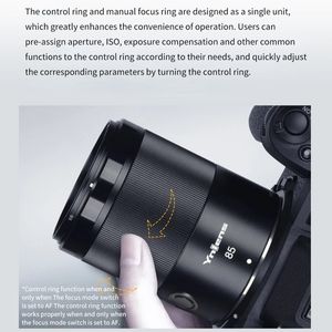 <span class=keywords><strong>YONGNUO</strong></span> เลนส์ DSM สำหรับ Nik,เลนส์ YN85mm F1.8Z DF สำหรับ Nik ** กล้องไร้กระจก AF เต็มเฟรม85มม. F1.8สำหรับ Nik ** Z6 Z7 ZFC Z50 Z5 - Product Image 3
