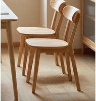 Chaise de salle à manger en chêne massif, brun naturel, avec dossier, design moderne minimaliste, style nordique, chaise de salon pour la maison