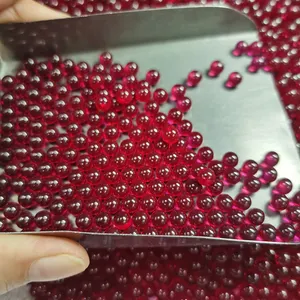 Obral Besar Korundum Sintetis 5 # Manik-manik Ruby Batu Permata Longgar DIY Perhiasan Bola Bulat Merah Batu Sintetis Korundum