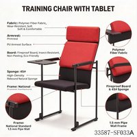 Chaise de formation en maille noire avec tablette d'écriture et accoudoirs, pieds en acier, chaise de bureau scolaire 33587-SF033A