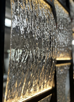 Custom LED Backlit Glass Partition Screen Stainless Steel Frame Luxury Hotel Living Room Divider Modern Design