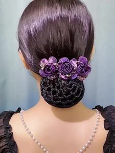 Elegante <span class=keywords><strong>Redecilla</strong></span> para <span class=keywords><strong>Moño</strong></span> con Flores de Tela, <span class=keywords><strong>Redecilla</strong></span> Profesional para Mujeres de Oficina - Product Image 6